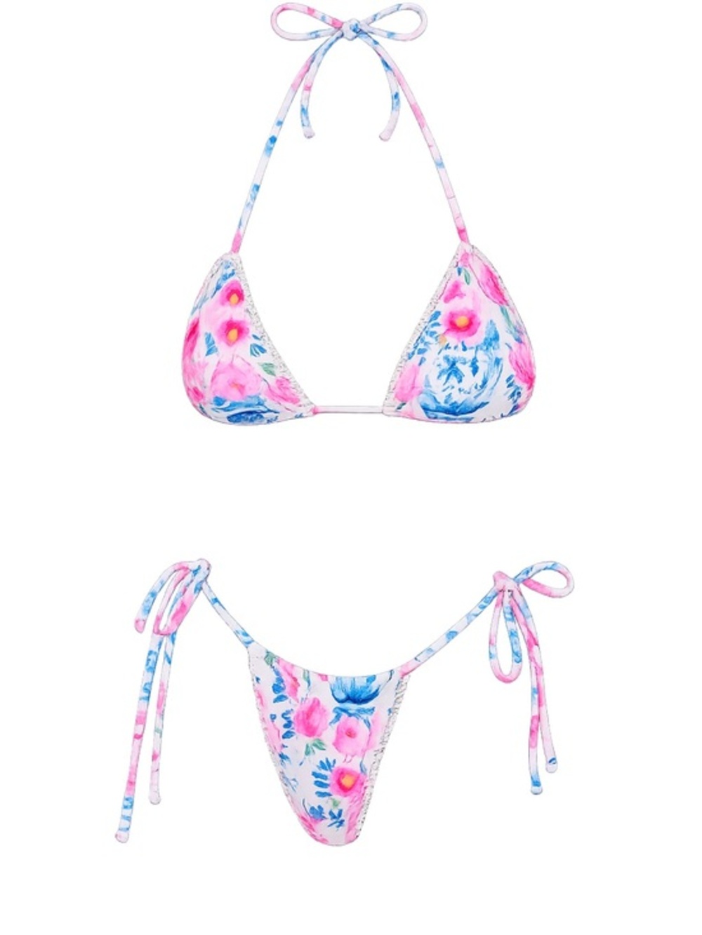 Floral Tie-Side Triangle Bikini